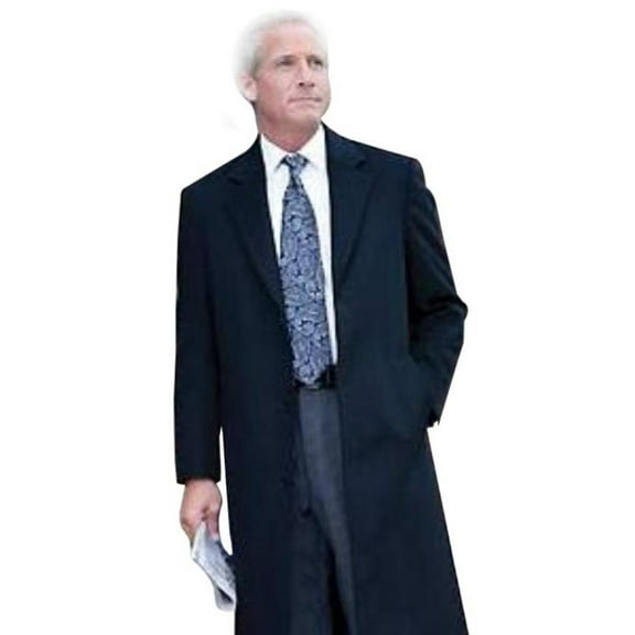 Mens Dress Coat 38 Inch Three-Button Notched Lapel Navy Blue Wool-Three Quarter (36'' Overcoat) Vent 3 Butto