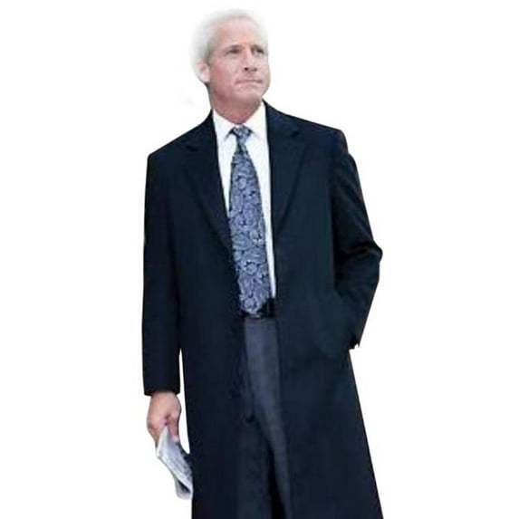 Mens Dress Coat 38 Inch Three-Button Notched Lapel Navy Blue Wool-Three Quarter (36'' Overcoat) Vent 3 Butto