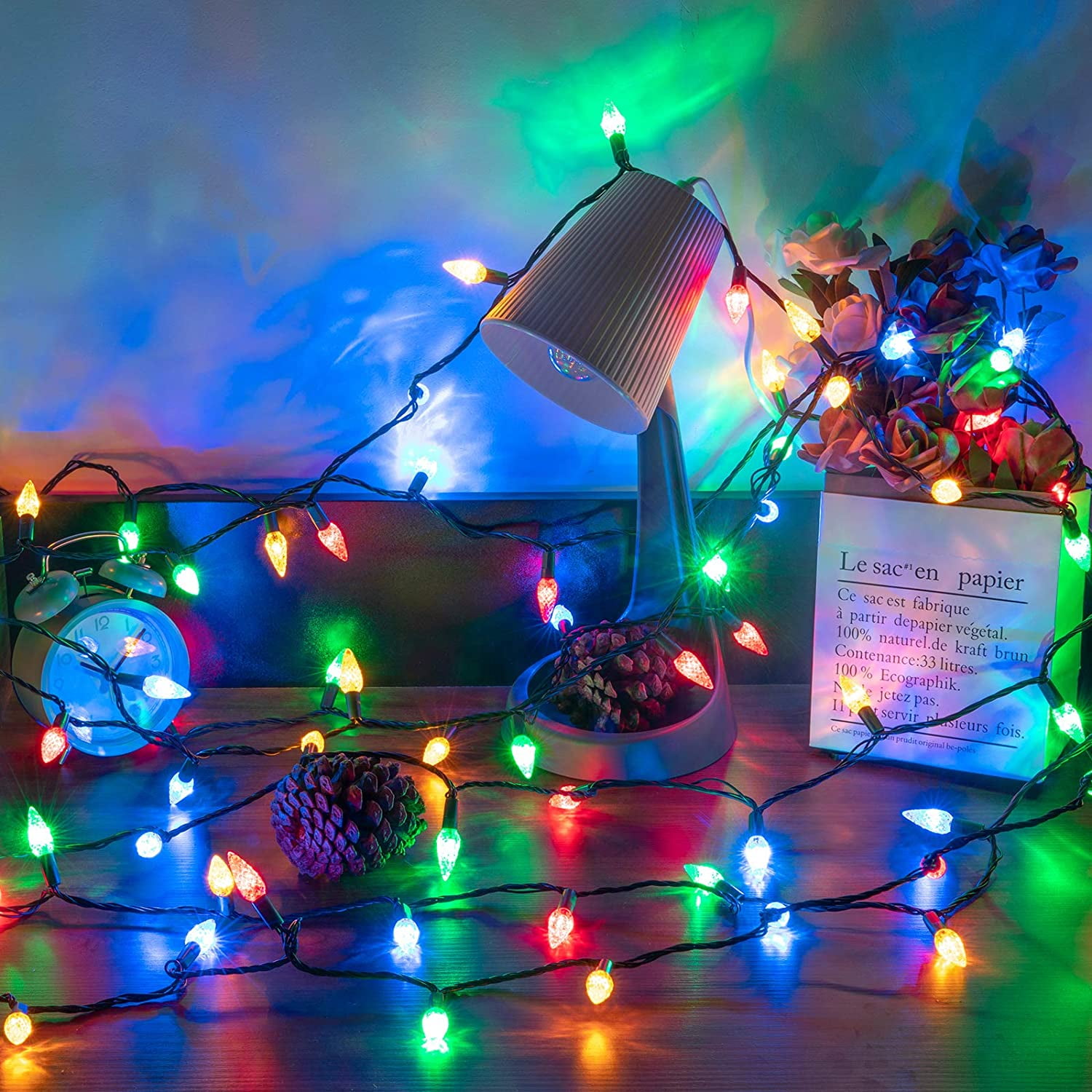 Bibana 200 LED 66ft C6 Christmas String Lights, Extendable Indoor & Outdoor Use with 8 Modes Timer Waterproof for Party Holiday Decor (Multicolor)