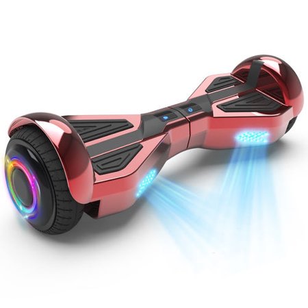 Hoverboard Starship avec Haut-Parleur Bluetooth, Trottinettes Auto-Équilibrées Couleur Chrome au Design de Science-Fiction et Roues LED de 6,5 Pouces