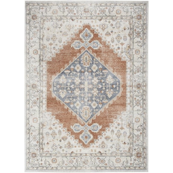 7' X 9' Gray Oriental Power Loom Distressed Washable Area Rug