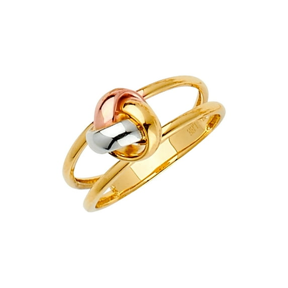 Solid 14k Yellow White and Rose Three Color Gold Love Knot Ring / Half Set Size 8.5