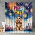 thumbnail image 2 of Happy New Year with Cocker Spaniel Fireworks Holiday Xmas Winter 2025 Shower Curtain Cockers Dog Lover Gifts Waterproof Bathroom Bathtub Curtain - 00025, 2 of 5