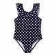 thumbnail image 2 of Traje de baño Herrnalise para niña con protección solar UPF 50+, estampado de lunares, sin mangas, de una pieza, para playa y verano., 2 of 8