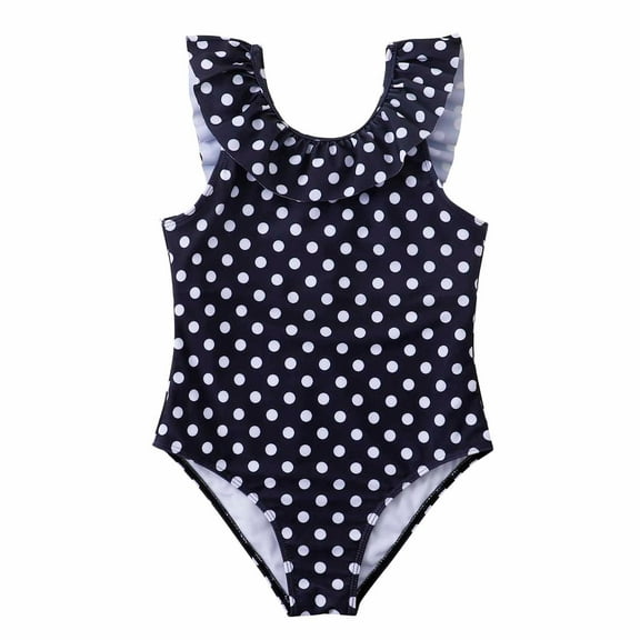 Zpanxa Girls Swimsuit Baby Girls Swimwear Kids Swimsuit Polka Sleeveless Surfing One-piece Swimsuit Bathing Suit Swimming Suit Black 11-12 Years