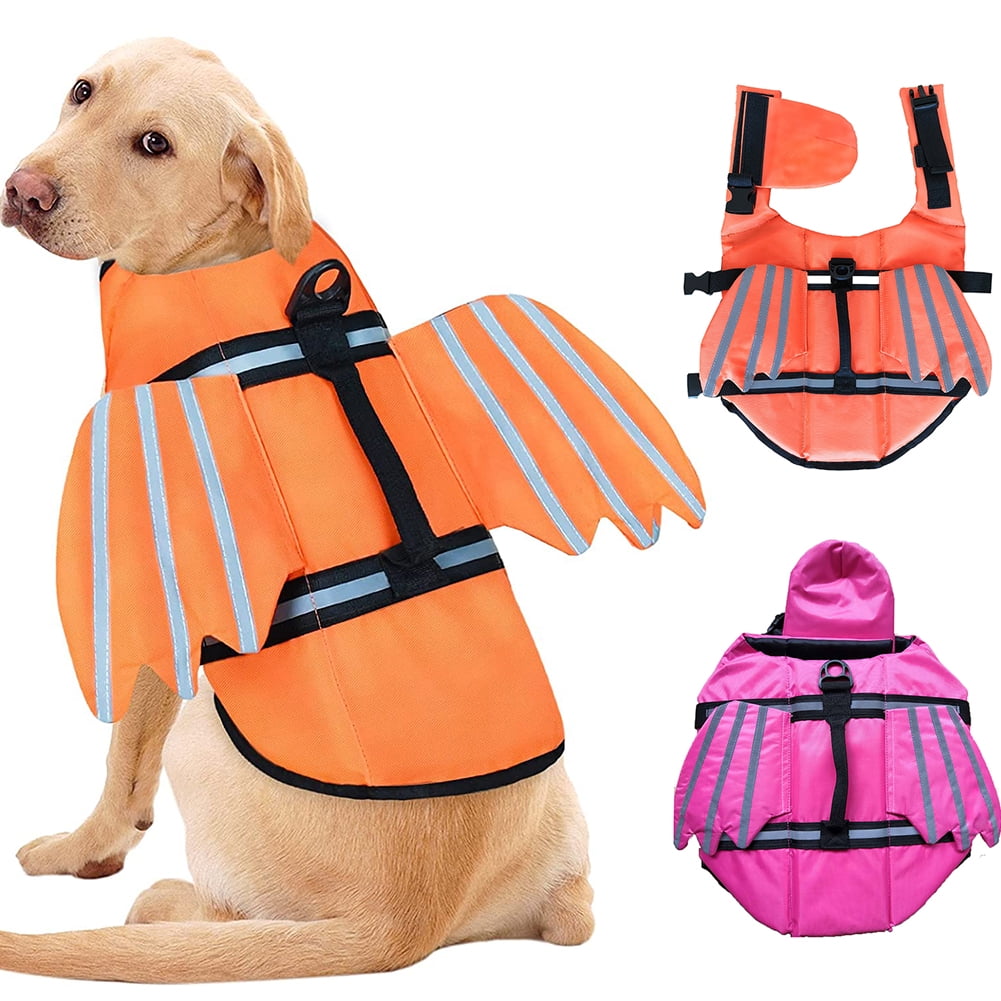 Reflective Pet Life Vest Preserver Adjustable Wing Lifesaver Swimsuit with Rescue Handle IDOMIK Dog Life Jacket for Small Medium Large Dogs Dog Flotation Jacket Coat for Beach Pool Boating Swimming