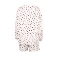 thumbnail image 3 of Conjunto de 2 piezas con estampado de corazón para mujer, chaqueta de manga larga con frente abierto, pantalones cortos de cintura alta, Y2k, 3 of 4