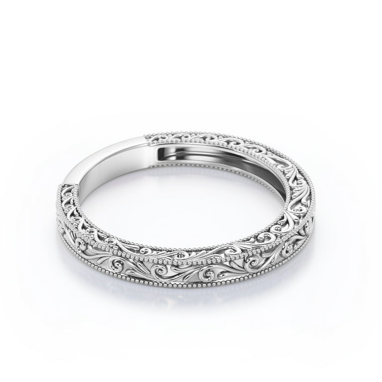 Sterling Silver Filigree Edge Diamond Band Sterling Silver Filigree Edge Diamond Band