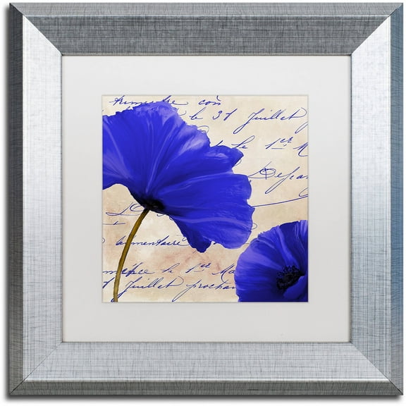 Trademark Fine Art "Coquelicots Bleues II" Canvas Art by Color Bakery White Matte, Silver Frame