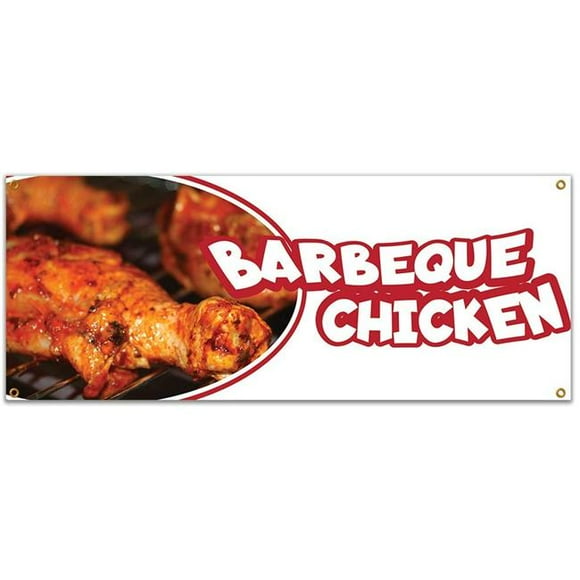 SignMission B-Barbeque Chicken19 48 in. Barbeque Chicken Banner with Concession Stand Food Truck Single Sided
