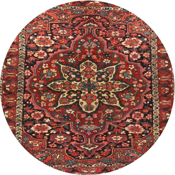 Ahgly Company Machine Washable Indoor Round Traditional Tomato Red Area Rugs, 3' Round