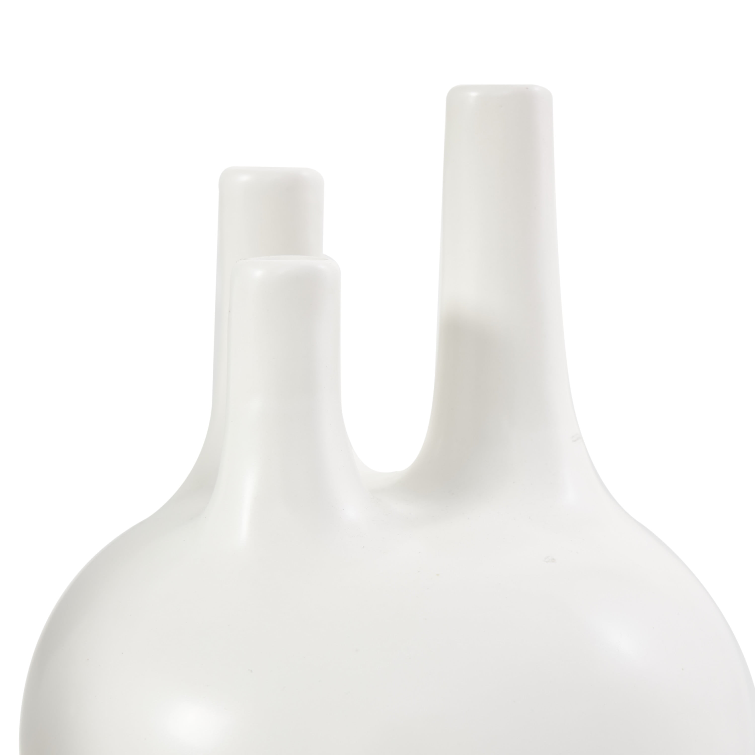 CosmoLiving by Cosmopolitan 6"W, 7"H Round Bud White Ceramic Vase with Multiple Openings, Set of 3