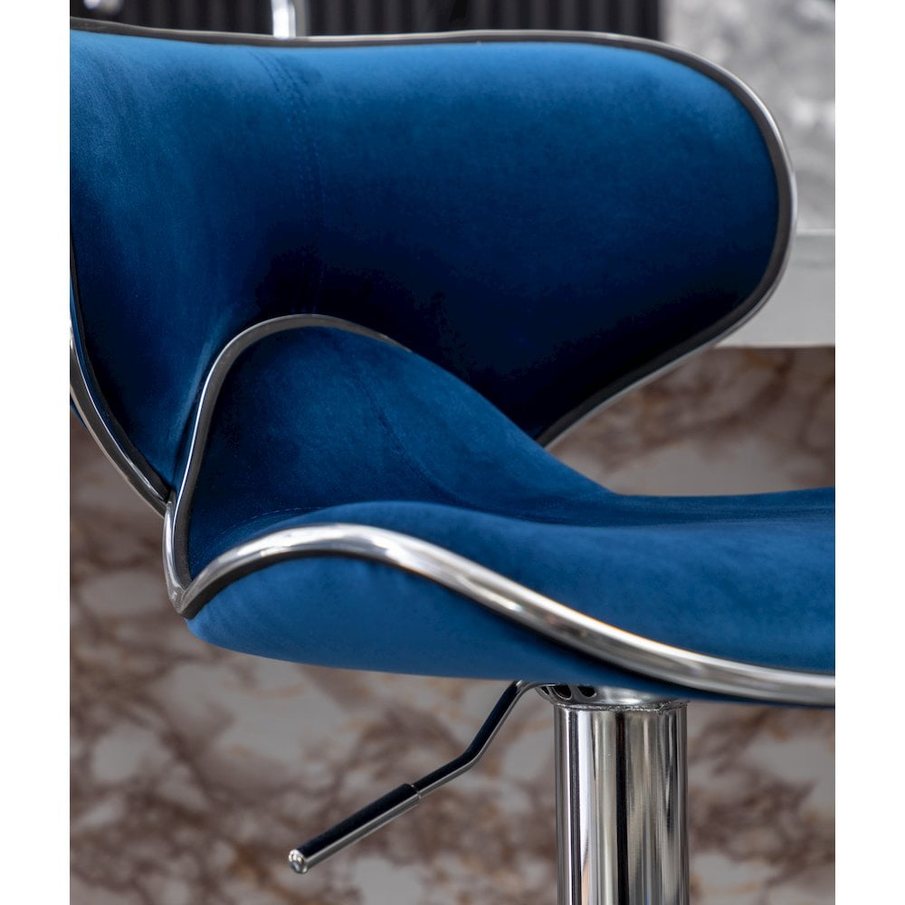 Roundhill Furniture Masaccio Bar Stool with Adjustable Height & Swivel, Blue, Set of 2