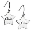 Personalized Women's Sterling Silver or Gold over Silver Star Dangle Earrings