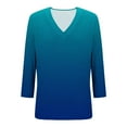 thumbnail image 5 of Womens Fall Clothes, 3/4 Sleeve Shirts for Women Fashion Loose Fit Ombre Tie Dye V Neck T-Shirts, 5 of 6