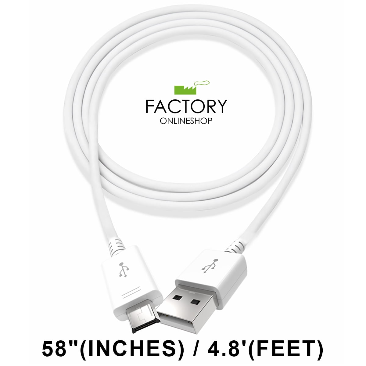 Geniqua White 4.8Ft Micro Usb Charging Cable Sync Charger Data Cord
