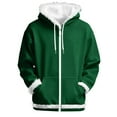 thumbnail image 1 of Chandails à Capuchon Verts pour Femmes avec Fermeture Éclair Hommes Femmes Automne Hiver Couleur Unie Veste Décontractée Poches Chandail à Fermeture Éclair Chandail à Col Rond pour Hommes, 1 of 3