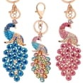 thumbnail image 3 of harmtty Shiny Peacock Pendant Key Chain Rhinestone Keychain Ring Bag Purse Car Ornament,Sapphire Blue, 3 of 7