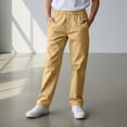 thumbnail image 3 of Fozruso Boys School Khaki Pants With Pockets Elastic Waist Casual Long Pants For Kids Comfortable Summer School Pants Sizes 13-14 Years(Yellow), 3 of 7
