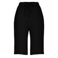 thumbnail image 3 of Outfmvch Women's Linen Shorts Culottes for Women Culotte Shorts Pleated High Waist High Waisted Gauze Shorts for Women Plus Size Linen Shorts Black S-4XL, 3 of 4