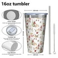 thumbnail image 4 of 16oz Tumblers White Christmas Gnome Pattern Stainless Steel Vacuum Insulated Double Wall Travel Tumbler Cups Mug with Lid and Straw,Cleaning Brush for Coffee,Tea, 4 of 4