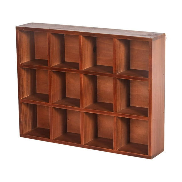 Tnarru Wooden Shadow Box 12 Compartment Display Shelf Shelving Unit Freestanding for Displaying Miniatures, Toys, Accessories Sturdy Style A