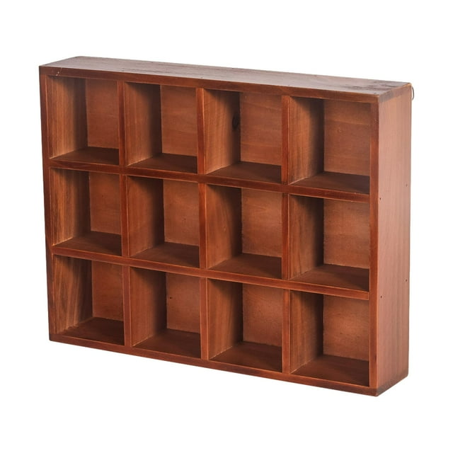 simhoa Wood Hanging Shadow Box Collectibles Display Case 38.5x7x29.5cm Freestanding A