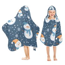 Christmas Snowman Snowflakes Kids Hooded Beach Towel Baby Bath Poncho Towels with Hood Absorbent 50"x23.5" for Pool Swimming
