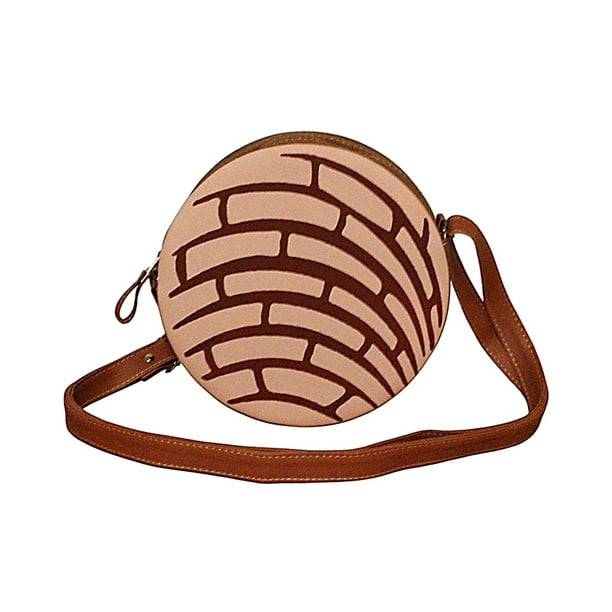 Bolsa en forma de PAN DE CONCHA, Diseño de Pan Dulce, Bandolera Redonda, Cross-Body para Mujer, Color Rosa, Correa Cruzada y Ajustable, Moda Kawaii. (Bolsa para Mujer).
