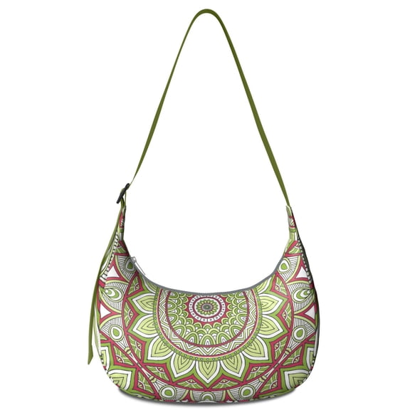 Fantasy Mandala Crossbody Bag Dreamy Bohemian Shoulder Purse with Artistic Abstract Design Trippy Healing Energy Style for Zen Room
