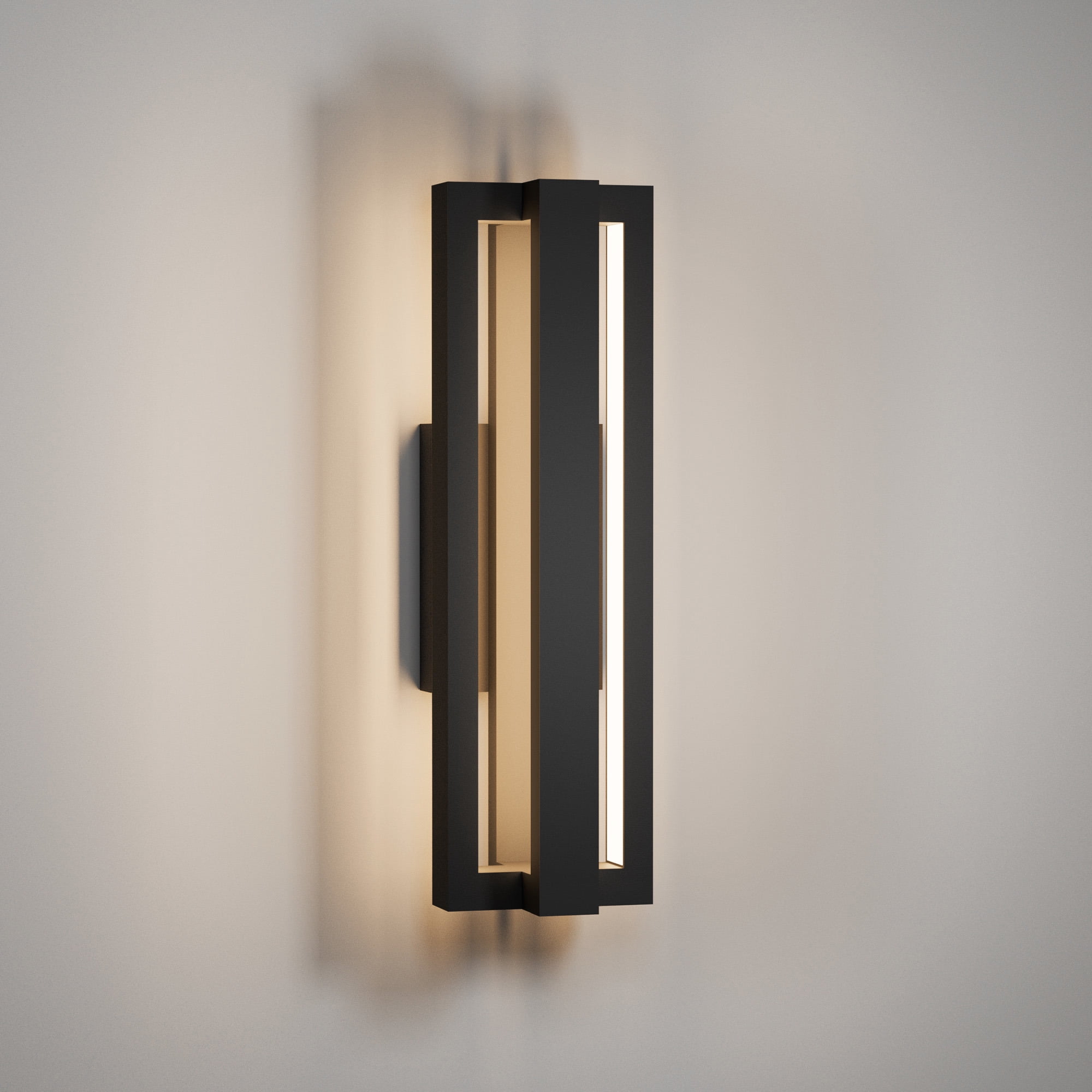 15" Modern Integrated LED Outdoor Wall Sconce, Matte Black Aluminum Waterproof Wall Light Fixture for Porch Entryway Garage Patio Hallway Decor