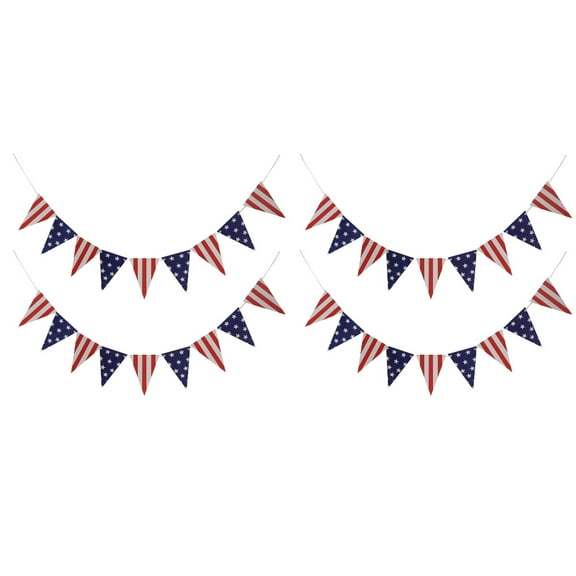 4 Pcs American Flag Garland Household Decor Homedecor Accents Independence Day Pendant Banner Pull The Triangle