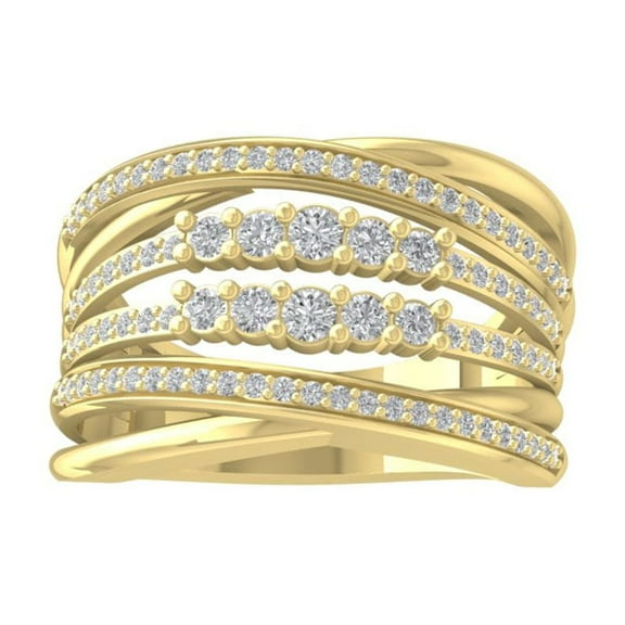 Araiya Fine Jewelry 10K Yellow Gold Round-shape Lab Grown Diamond Fashion Band Ring ( 3/4 cttw, D-F Color, VS Clarity) Size 9