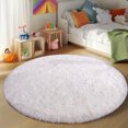 thumbnail image 3 of SARAG 6'x6' Round Rugs for Bedroom,Fluffy Rugs for Living Room Kids Room,Home Decor Shaggy Carpet Fuzzy Plush Rug for Nursery Room,Cream White, 3 of 8