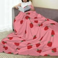 thumbnail image 6 of Honeii Strawberries Print Fleece Blanket - Throw Blanket for Bed, Sofa, Couch, Camping, and Travel , Microplush Ultra Soft Warm Blanket-40"x30", 6 of 7