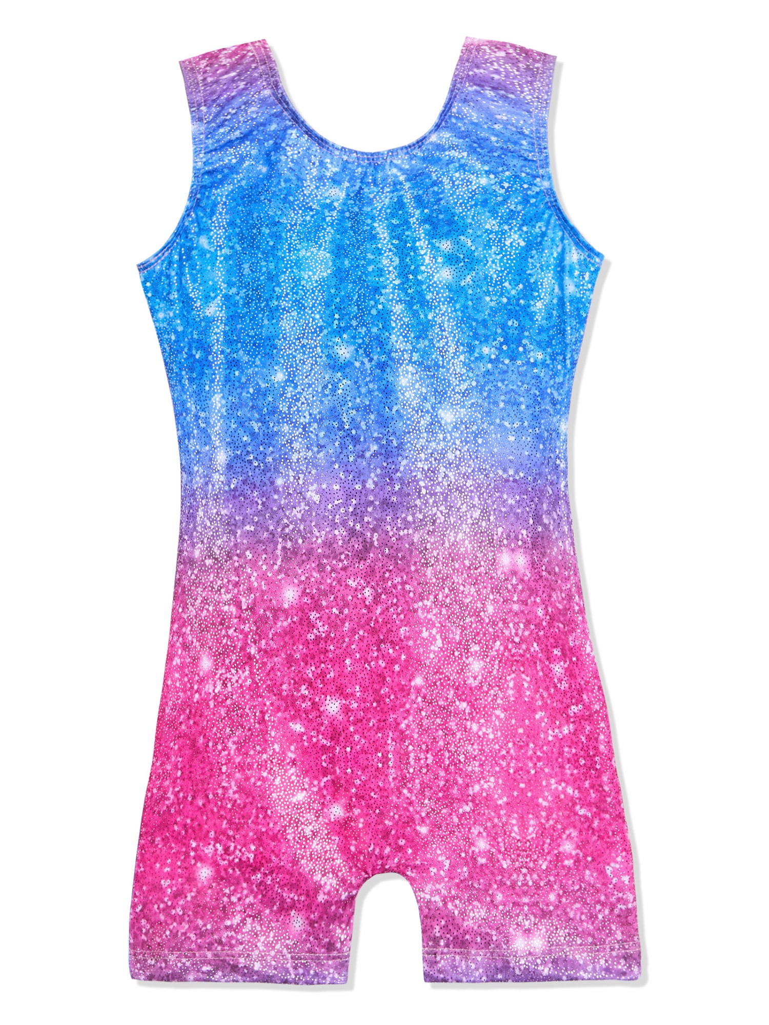 Girls Gymnastics Leotards Shiny Blue Biketards with Shorts Size 2t 3t Unitard for Kids Practice