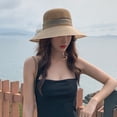 thumbnail image 4 of D-GROEE Women Straw Hat Beach Sun Cap Flower Decor Lady Braided for Travel Decoration Summer Vacation Soft Lightweight and Breathable, 4 of 8