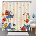 thumbnail image 1 of Whimsical Halloween Shower Curtain - Cute Lanterns & Bats, 1 of 4
