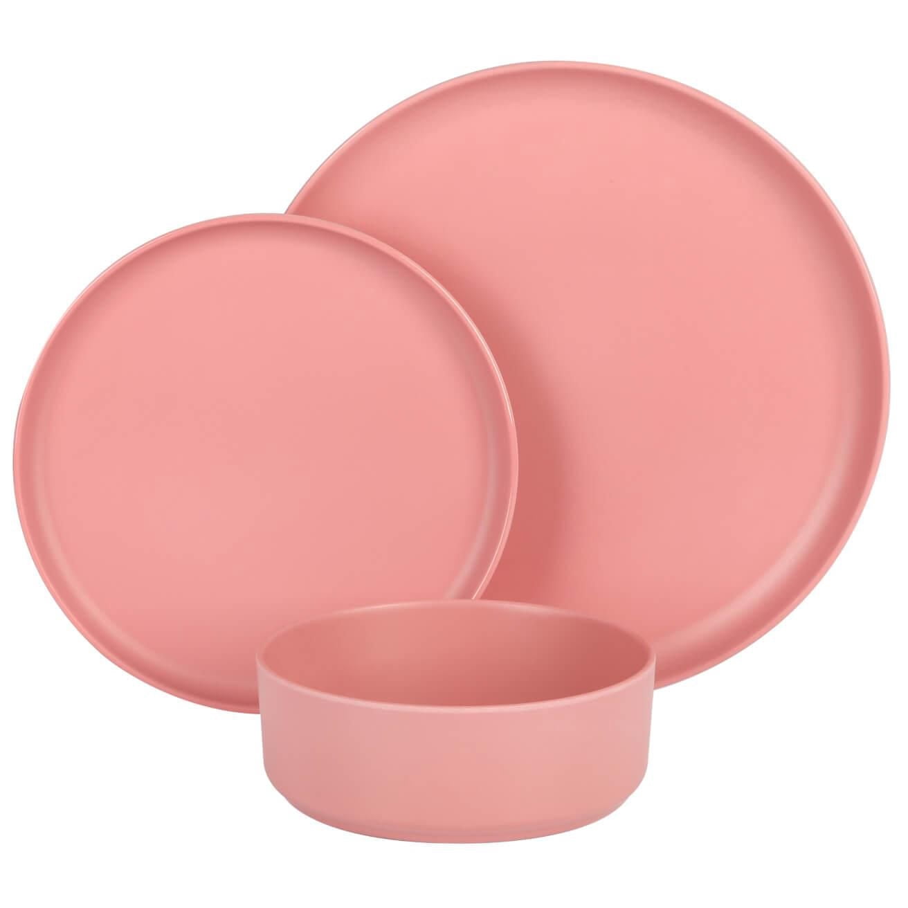 Gibson Home Canyon Crest 12 Piece Melamine Dinnerware Set, Rose Matte Finish