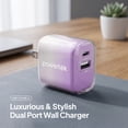 thumbnail image 3 of Powertek Frosty 20W USB-C PD + USB-A Dual Port Wall Charger, Purple, 3 of 7