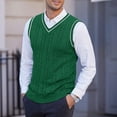 thumbnail image 6 of Men's Polyester Sweater Vest Sleeveless V Neck Fitted Knitted Twist Pattern Pullover Tanks Top for Casual and Formal, 6 of 9