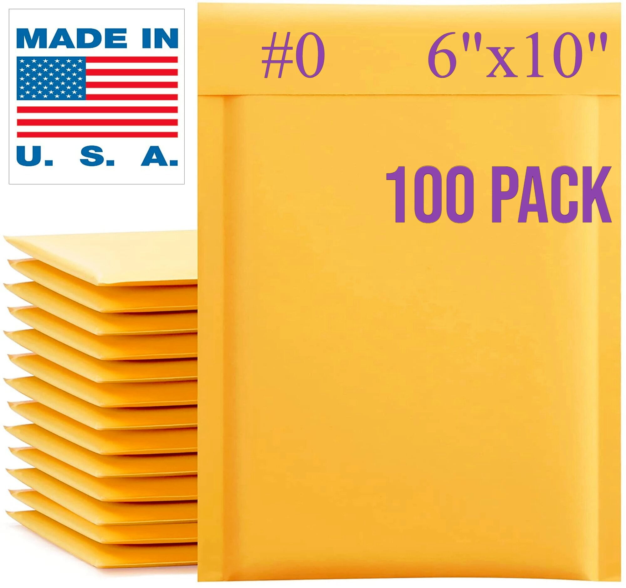 6"x10" 100 Pack Free Shipping LOW PRICE PackWell Bubble Mailers, Recyclable Mailing Envelope