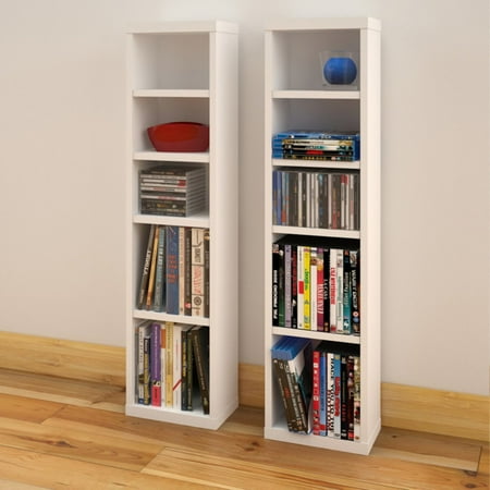Liber-T CD/DVD Storage Tower White and Walnut (Set of 2) 38" - Nexera