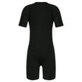 thumbnail image 2 of TSSOE Girls Boys One-Piece Short Sleeve Zippered Shorty Wetsuit Swimsuit Rashguard Sun Protection Black Yellow 12, 2 of 7