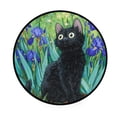 thumbnail image 2 of 36.2 Inch Round Floor Mat Black Cat and Irises Carpet Decor Rug for Living Room Bedroom, 2 of 6