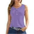 thumbnail image 1 of Timegard Camisoles pour Femmes Col Rond à Boutons Sans Manches Couleur Unie Chic Décontracté Tunique Haut Blouse, 1 of 5