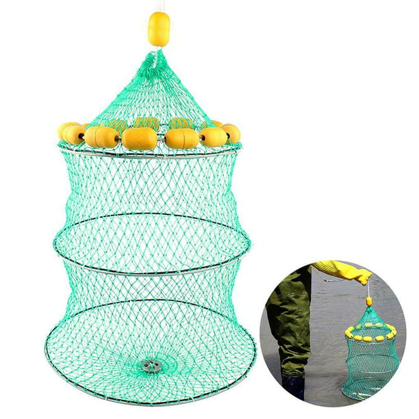 3 Layer Buoyancy Fishing Net with Floating Balls Outdoor Green Outdoors  Collapsible Live Bait Keep Fish Cage Gear Fishing Accessories Green 