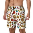 thumbnail image 2 of Uemuo Hot Dog Pizza Pattern Mens Swim Trunks Quick Dry Board Shorts with Mesh Lining, Stretch Beach Shorts Quick Dry No-Chafing Board Shorts-Small, 2 of 9