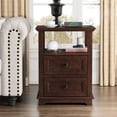 thumbnail image 5 of FAGAGA Set of 2 End Table with Charging Station for Living Room,Wooden Nightstand for Bedroom,Cherry, 5 of 10