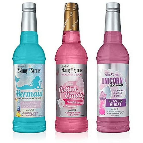 Jordan's Skinny Syrups Fantasy .. Collection Variety Pack: Sugar .. Free Mermaid, Unicorn, and .. Cotton Candy. (One 25.4 .. fl oz Bottle of .. Each Flavor)